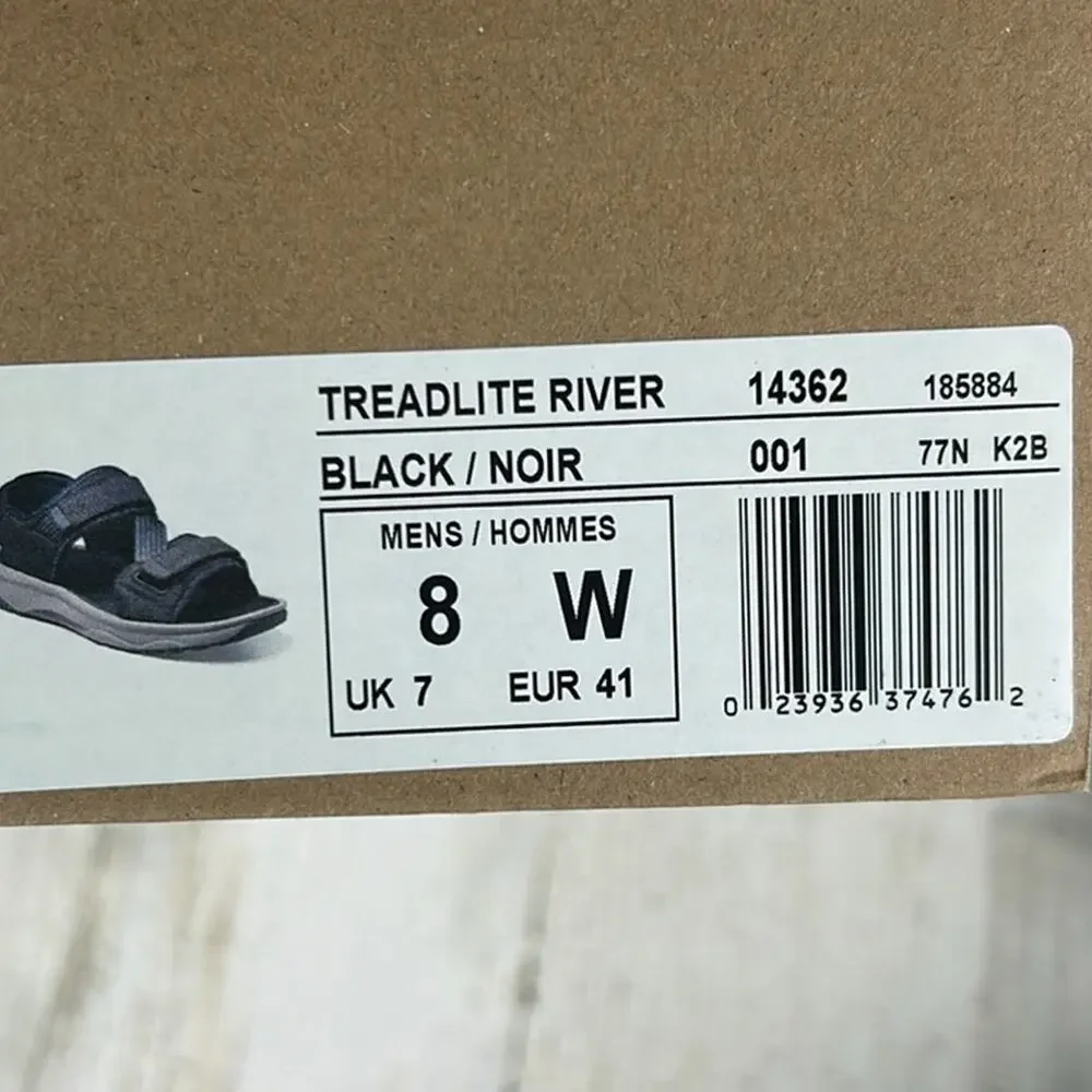 Florsheim Mens 8 Black Leather Treadlite River Sandals Adjustable NWB